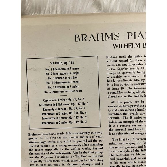 Brahms Piano Recital Vinyl / Record, Performed By WILHELM BACKHAUS - Picture 7 of 7